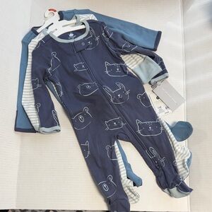 Cloud Island Blue Animal Print Kids Footie
